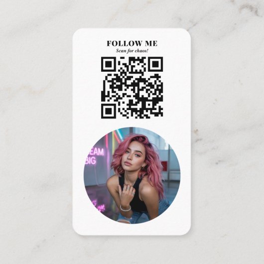 Modern White Photo QR Code Social Media Influencer Visitekaartje (Achterkant)