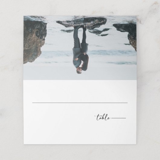 Modern White Photo Script Weduwgoedkaart Plaatskaartje (Buitenkant ongevouwen)