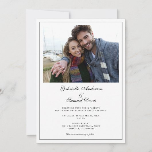 Modern White Photo Simple Wedding Invitation (Voorkant)