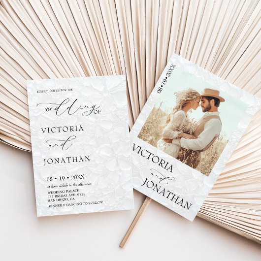 Modern White Photo Wedding Kaart