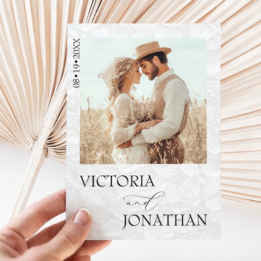 Modern White Photo Wedding Kaart