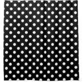 Modern White Polka Dots on Black Douchegordijn (Voorkant)