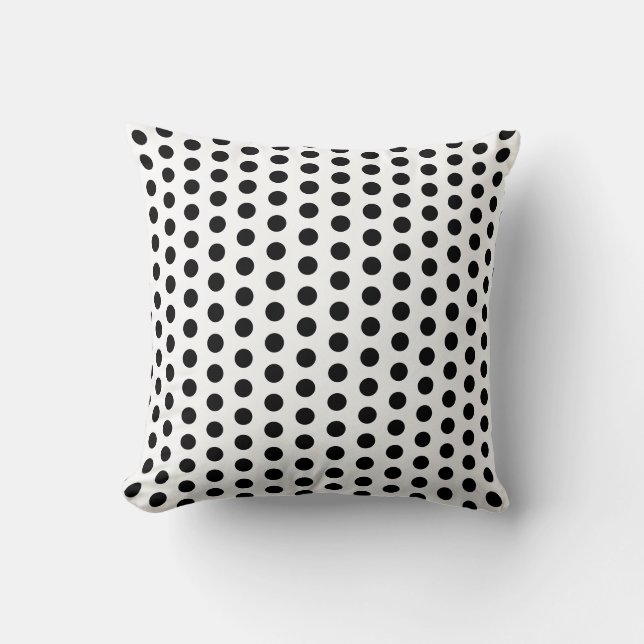 Modern White Polka Dots on Black Kussen (Voorkant)