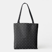 Modern White Polka Dots on Black Tote Bag (Achterkant)