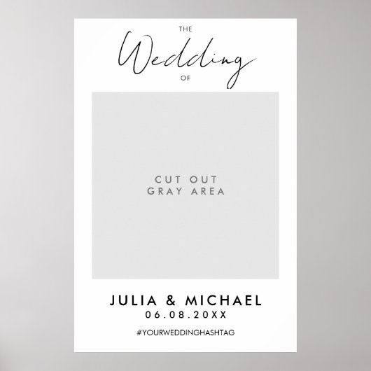 Modern White Prop Wedding Selfie Lijst Poster (Voorkant)