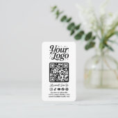 Modern White QR Code Social Media Icons Logo Photo Visitekaartje (Staand voorkant)