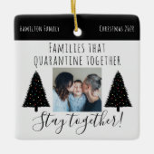 Modern White Quarantine Photo Funny Kerstmis 2020 Keramisch Ornament (Voorkant)