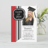 Modern White Red Photo Graduation Party Kaart (Staand voorkant)