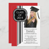 Modern White Red Photo Graduation Party Kaart (Voorkant / Achterkant)