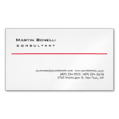 Modern White Red Simple Consultant-Visitekaartje Magnetisch Visitekaartje (Voorkant)