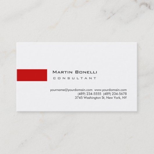 Modern White Red Simple Consultant-Visitekaartje Visitekaartje (Voorkant)