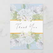 Modern White Rose Blue Floral Hartelijk dank Informatiekaartje (Voorkant)