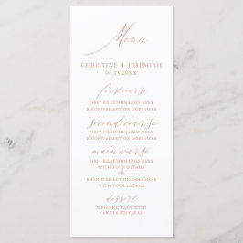 Modern White Rose Gold Elegant Script Wedding Menu