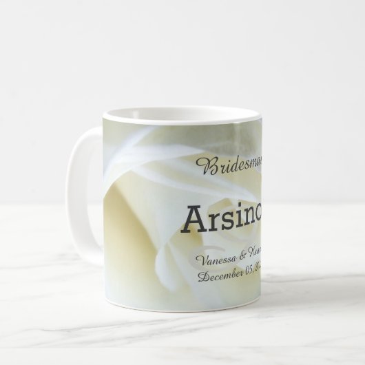 Modern White Rose Monogrammed Koffiemok (Voorkant links)