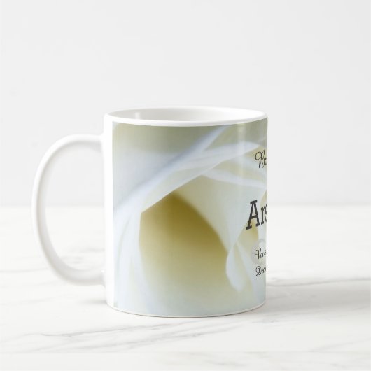 Modern White Rose Monogrammed Koffiemok (Links)