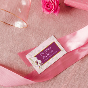 Modern White Rose Pink Floral Logo Visitekaartje