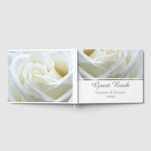 Modern White Rose Wedding Guest Book Gastenboek (Volledig)