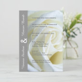Modern White Rose Wedding Invitation Kaart (Staand voorkant)