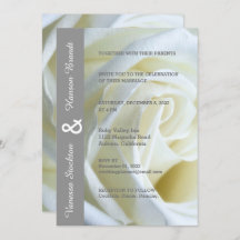 Modern White Rose Wedding Invitation
