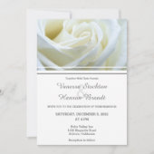 Modern White Rose Wedding Invitation Kaart (Voorkant)