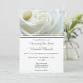Modern White Rose Wedding Invitation Kaart (Staand voorkant)