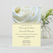 Modern White Rose Wedding Invitation Kaart (Staand voorkant)