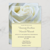 Modern White Rose Wedding Invitation Kaart (Voorkant / Achterkant)