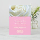 Modern White Rose Wedding Invitation Kaart (Staand voorkant)