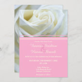 Modern White Rose Wedding Invitation Kaart (Voorkant / Achterkant)