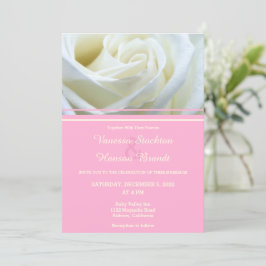 Modern White Rose Wedding Invitation Kaart