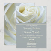 Modern White Rose Wedding Invitation Kaart (Voorkant / Achterkant)
