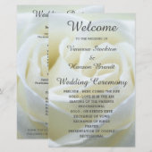 Modern White Rose Wedding Programme (Voorkant / Achterkant)