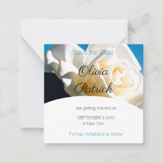 Modern White Rose Wedding Save the Date Notitiekaartje