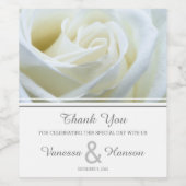 Modern White Rose Wedding Wijn Etiket