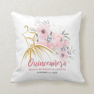 Modern White Roze Quinceanera 15th Birthday Script Kussen