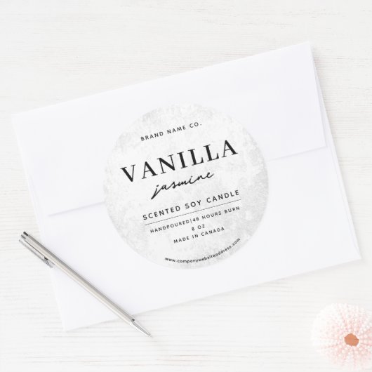 Modern White Rustic Ronde Sticker (Envelop)
