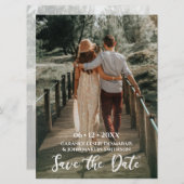 Modern White Sage Green Fresh Spring Photo Wedding Kaart (Voorkant / Achterkant)