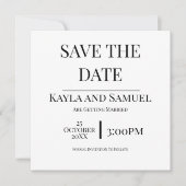 Modern White Save The Date Card with Black Text (Voorkant)