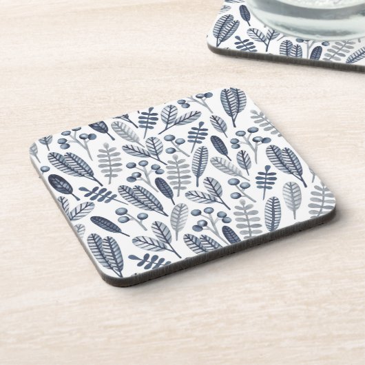 Modern White Scandinavian Floral Pattern Bier Onderzetter (Linkerzijde)