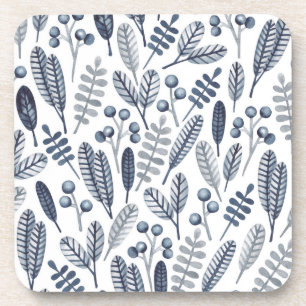 Modern White Scandinavian Floral Pattern Bier Onderzetter