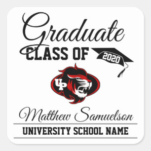 Modern White School AFSTUDEREN   LOGO toevoegen Vierkante Sticker