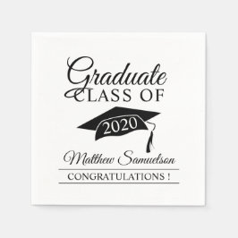 Modern White School Graduation Cap Afstuderen Servet