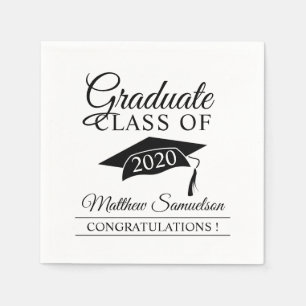 Modern White School Graduation Cap Afstuderen Servet