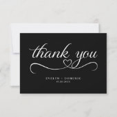 Modern White Script Black Romantic Wedding Bedankkaart (Voorkant)