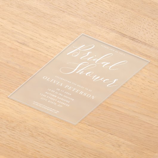 Modern White Script Bruids Douche Uitnodiging (Laagn)