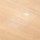 Modern White Script Graduation Party Acryl Uitnodigingen (Laagn)