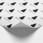 Modern White Script "Merry Kerstmis" en koortsboom Cadeaupapier (Hoek)