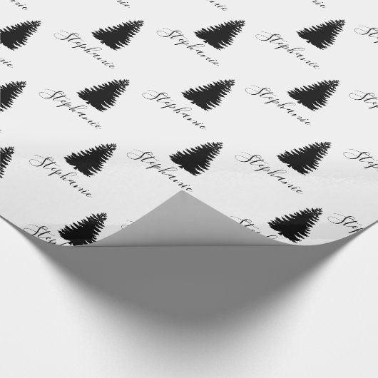 Modern White Script "Merry Kerstmis" en koortsboom Cadeaupapier (Hoek)