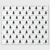 Modern White Script "Merry Kerstmis" en koortsboom Cadeaupapier (Vlak)