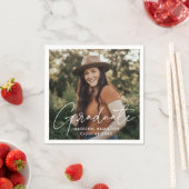 Modern White Script Photo Afstuderen Servet (Insitu)